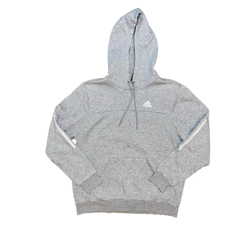 Adidas Men’s Essentials 3-Stripes Fleece Hoodie Gray Size SM Pullover Sweatshirt
